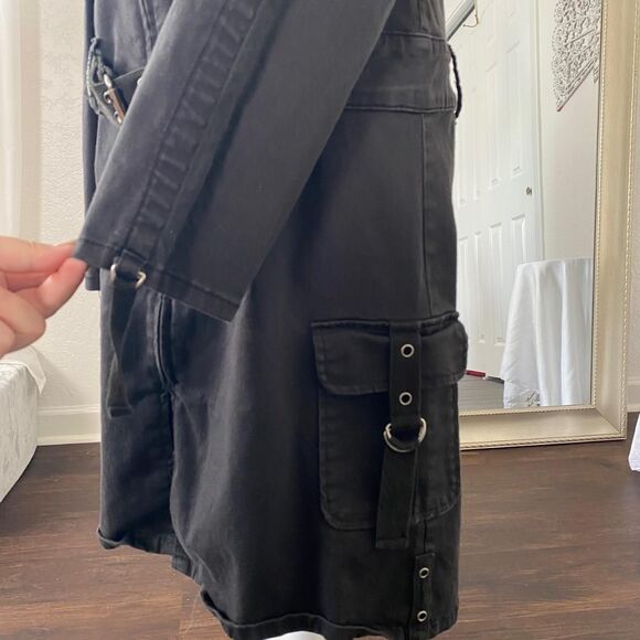 U.S Polo Assn Early 2000's Black Cotton Utility Gorpcore Buckle Mini Dress XL 16 - Picture 5 of 7